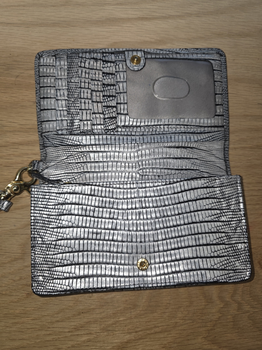 Brahmin Silver-Gray Embossed Wristlet Clutch - Picture 4 of 5